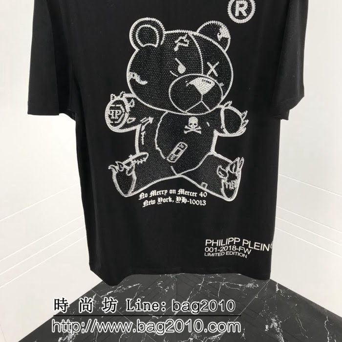 pp 19ss早春 燙鑽小熊短袖 大幅度進口奧鑽燙鑽工藝 定制絲光棉  ydi2542